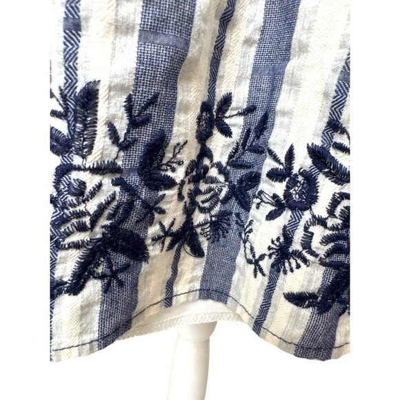 Miami Womens Blue & White Striped Embroidered Sundress Size L - Picture 5 of 9